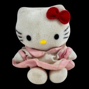 Y2K Hello Kitty Mini Plush Figure Pink Apron Dress 3.5” Sitting Sanrio READ!